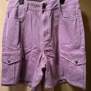 Pastel Lavender Cargo Shorts with Flap Pockets